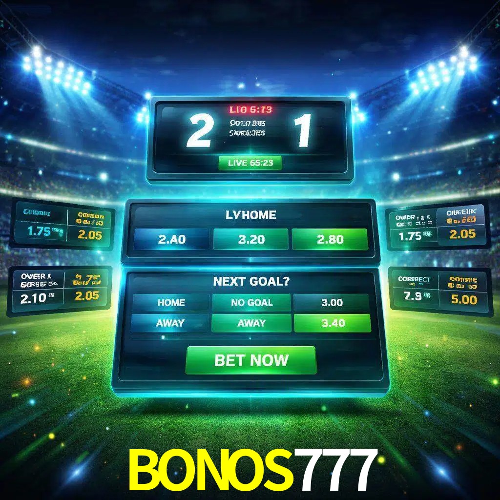 Vista de apuestas en vivo BONOS777 durante un partido en curso